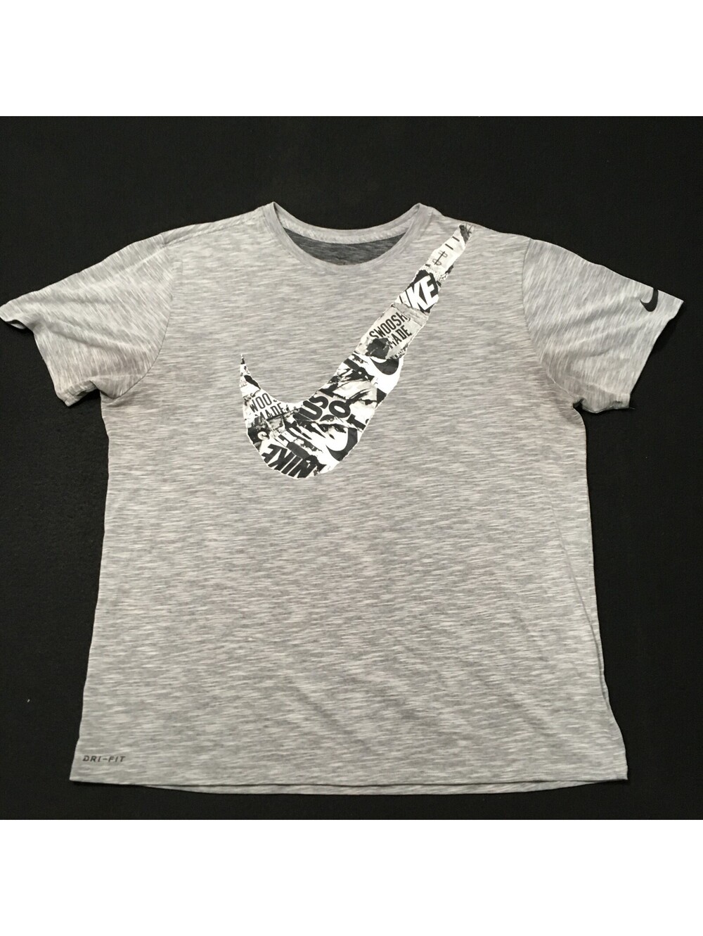 Nike Dri Fit Mens BIG Center swoosh Breathe Graphic T Shirt Gray XL